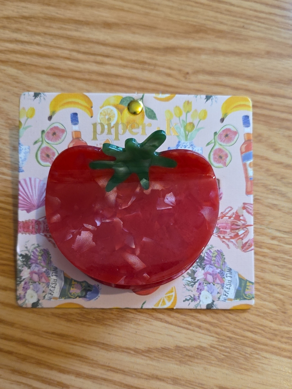 Piper K Tomato Hair Clip in Red and Green